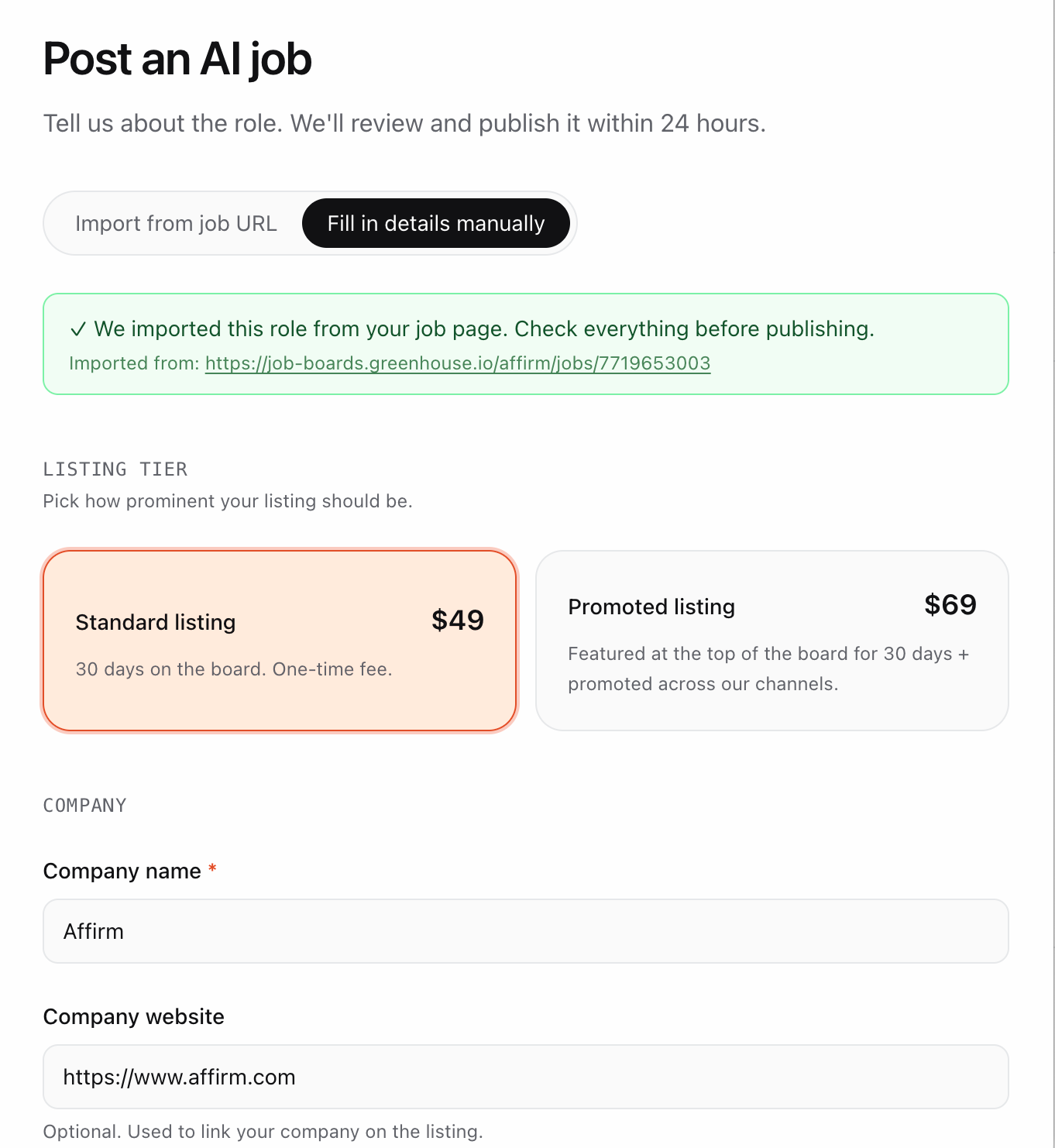 Step 01: Paste a URL — we import the listing
